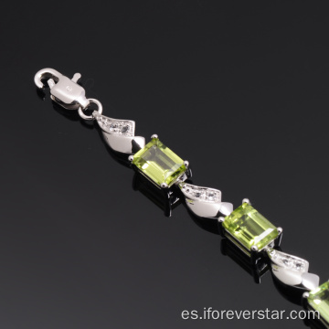 Natural peridot 925 plata esterlina nueva pulsera de oro